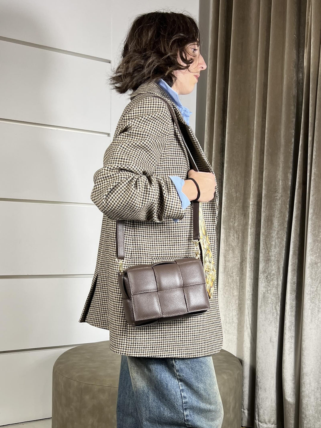 BORSA MORO A INTECCIO IN PELLE CON TRACOLLA 264130MORO FEMME CAFE SELECTION