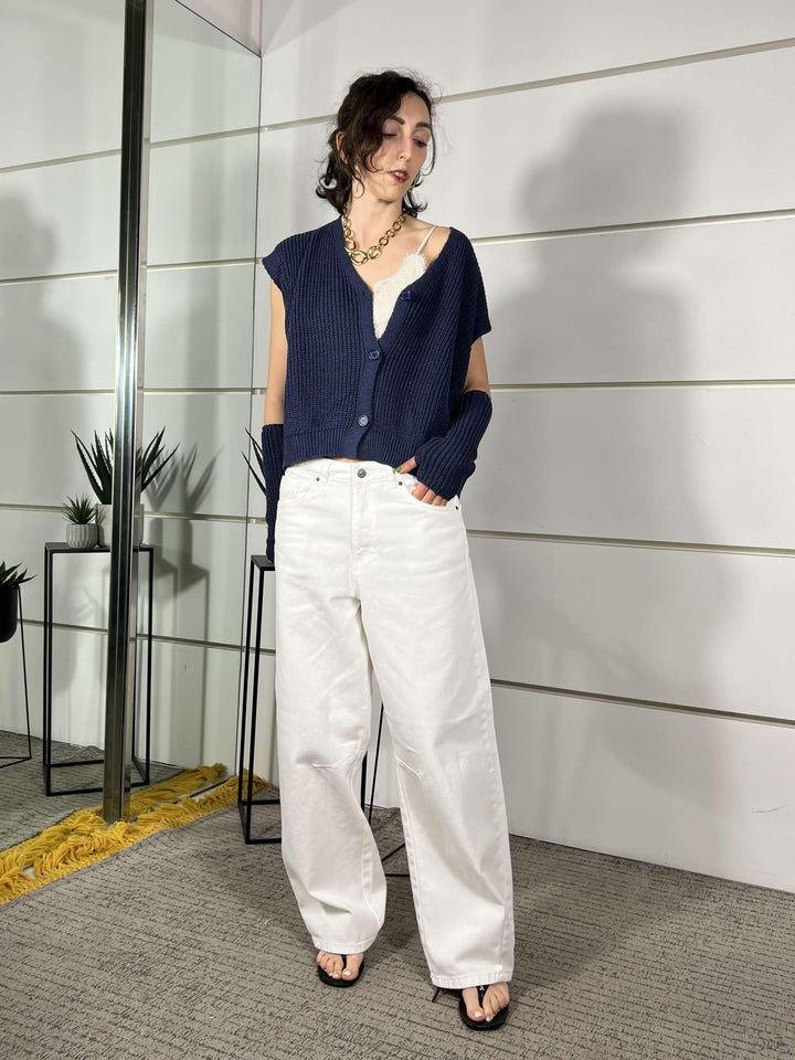 jeans barrel fit bianco SEOULBIANCO TWO WAY