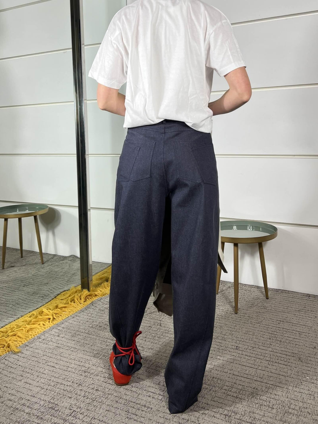 pantalone barel con cintura e charm, doppia tasca nel retro blu denim P6G9LAS1670 IMPERIAL