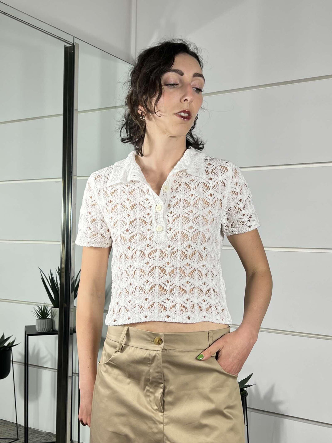 polo crochet manica corta bianca 2638033BIANCO SUSY MIX