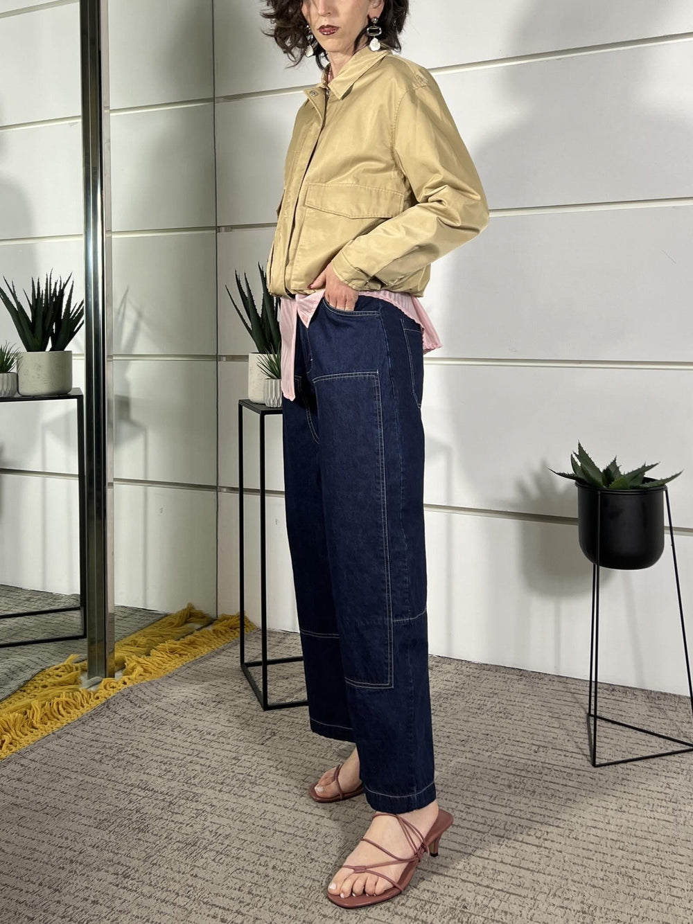 jeans work con impunture a contrasto denim scuro 60410PBLU SUSY MIX