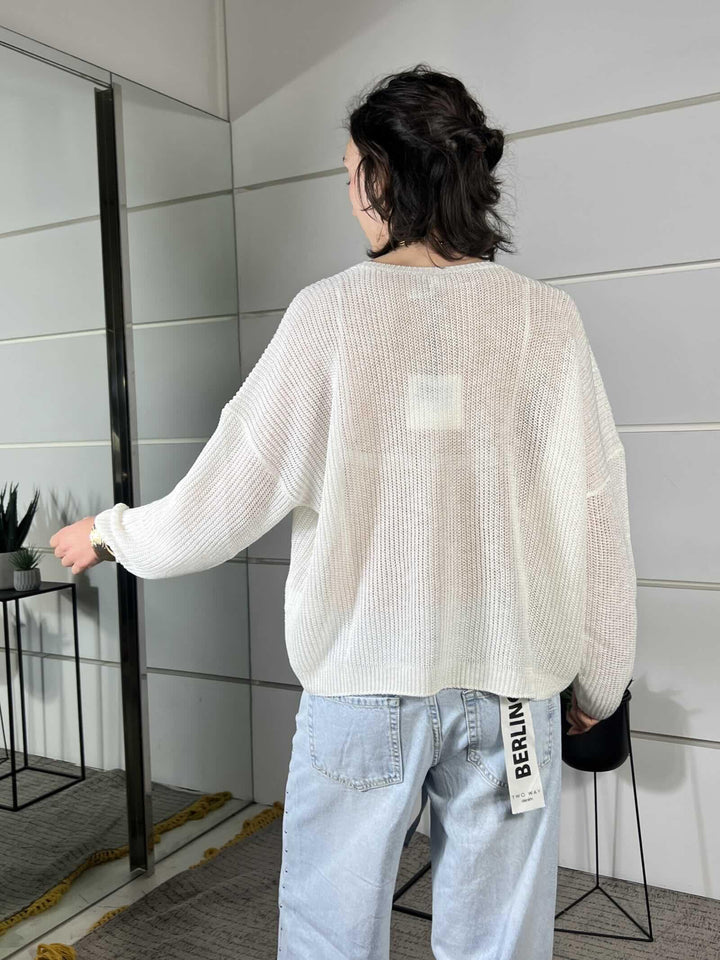maglia panna girocollo manica lunga XL25267PANNA TENSIONE IN