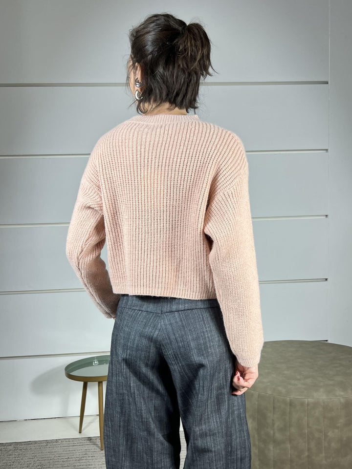 maglione con cut out e collettinorosa cipria 25512ROSA CIPRIA SUSY MIX