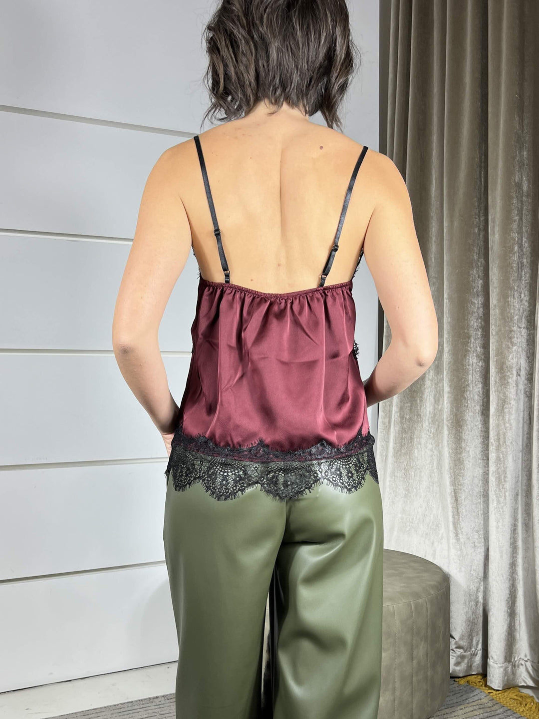 top vino satin con pizzo nero R703VINO SUSY MIX