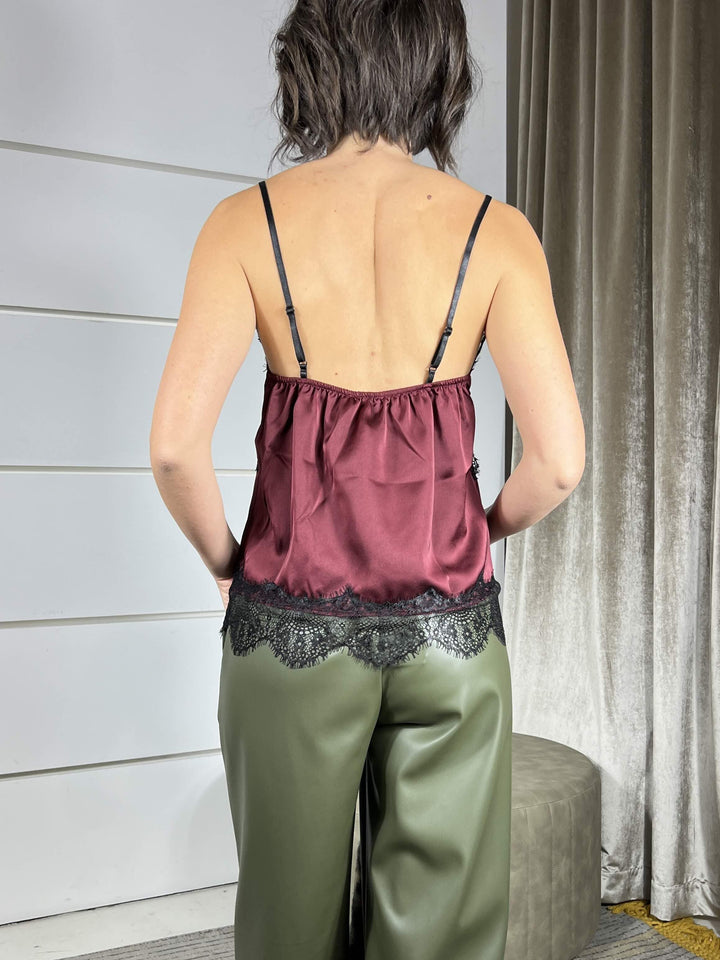 top vino satin con pizzo nero R703VINO SUSY MIX