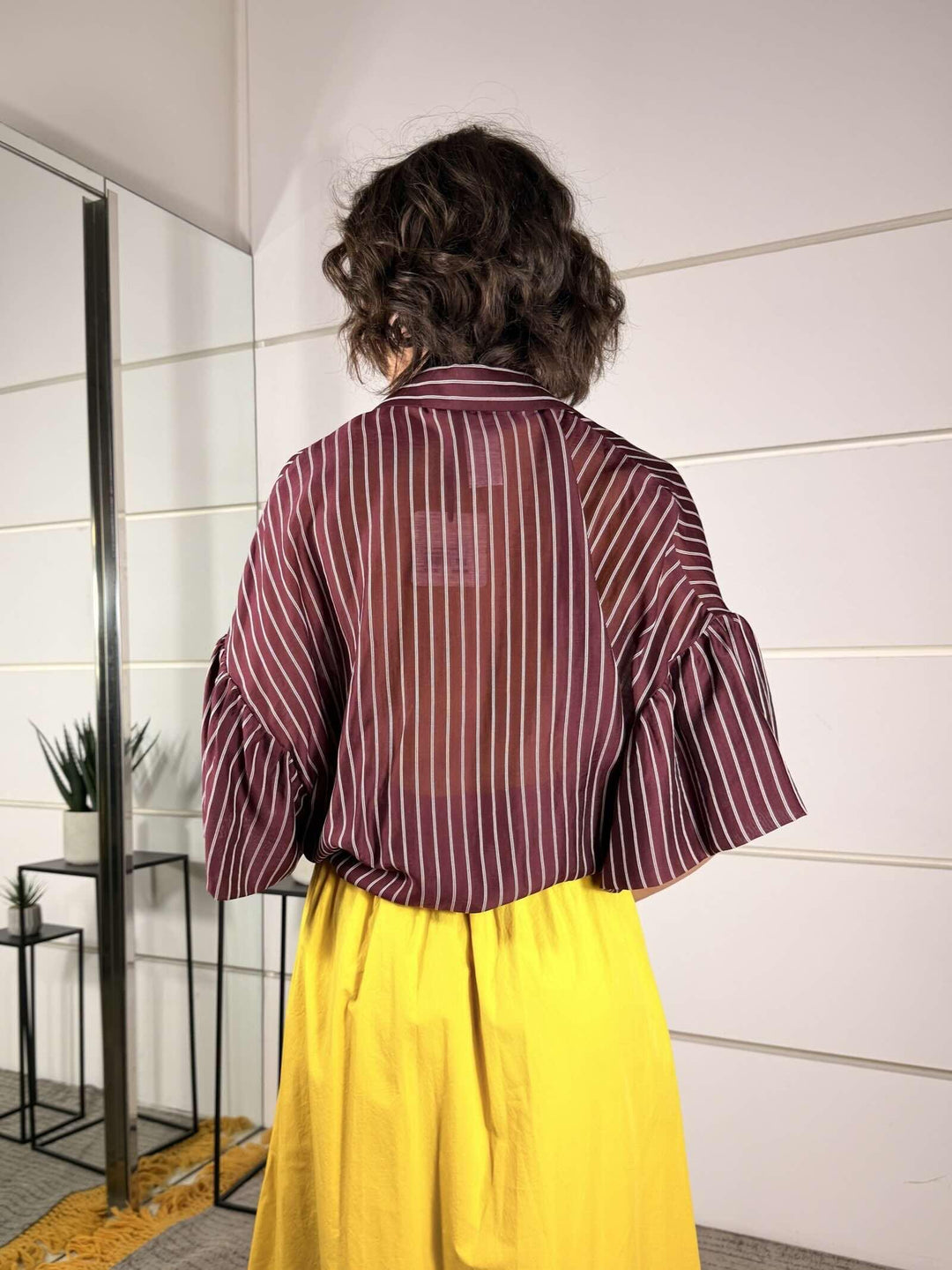 camicia manica corta rigata in voile bordeaux TAB1961BORDEAUX VICOLO