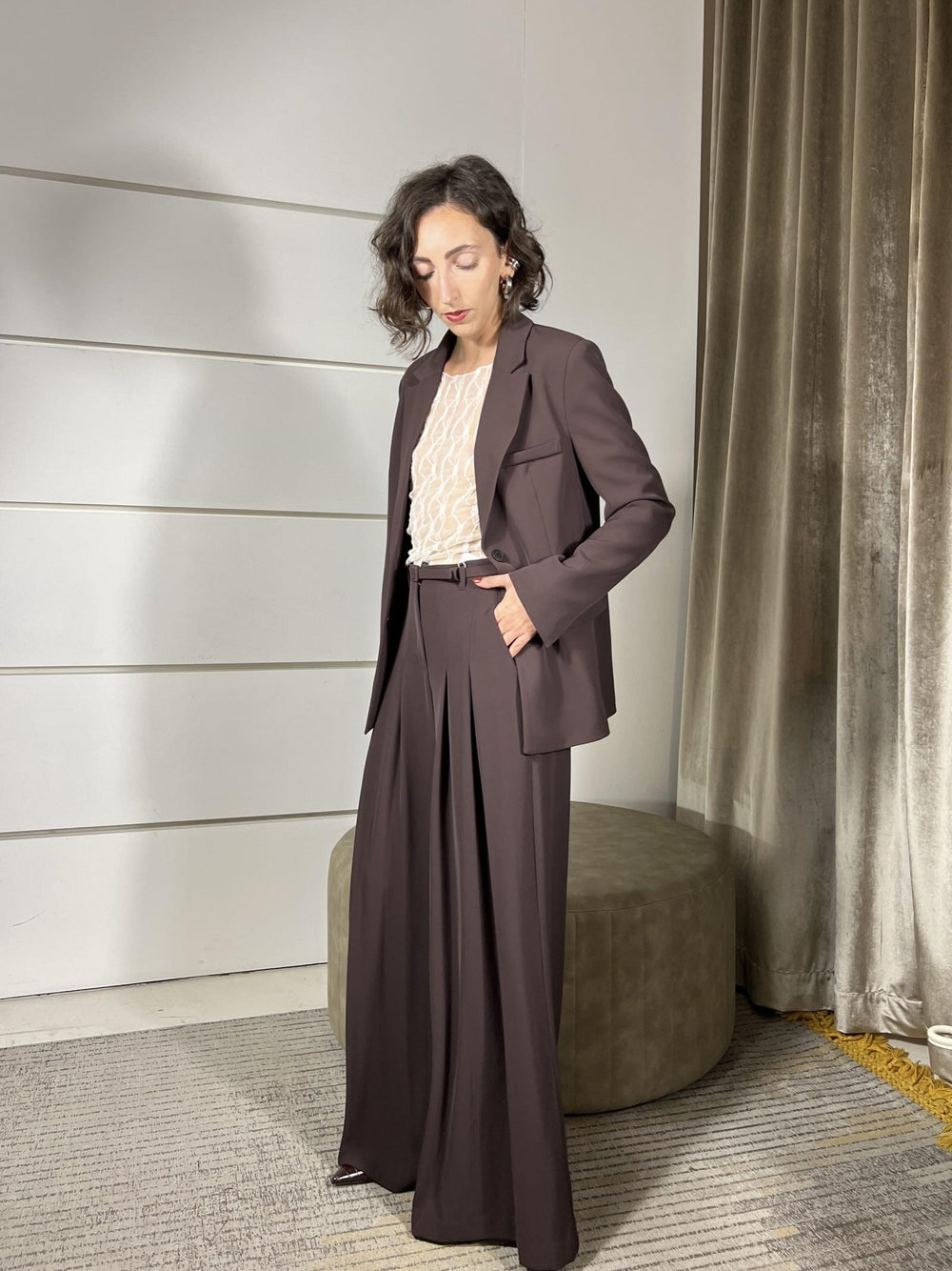 pantalone ampio con cinta e pinces moro P3ZQKHX1880 IMPERIAL