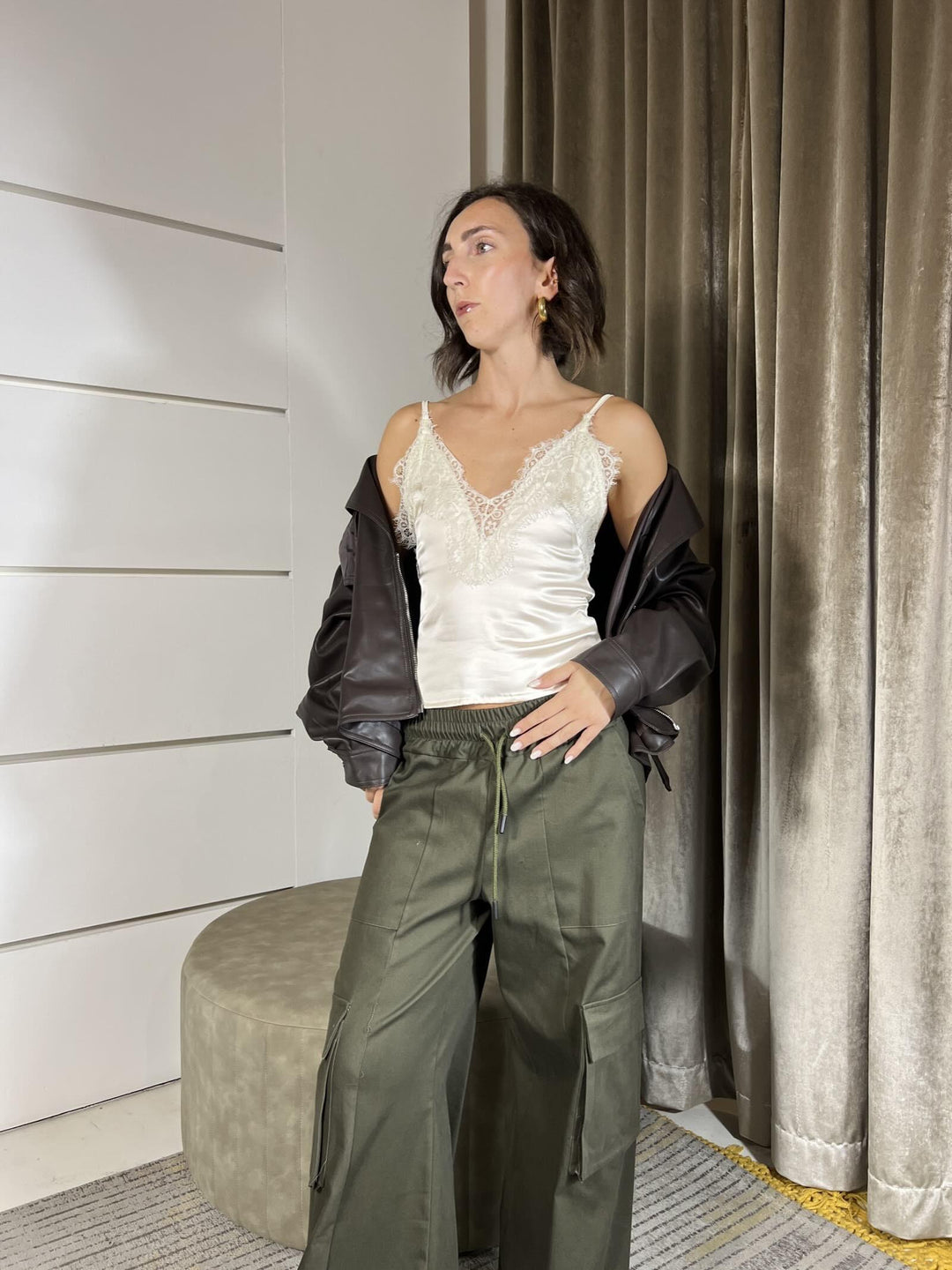 PANTALONE CARGO VERDE MILITARE PMA-P205MILITARE HAVE ONE