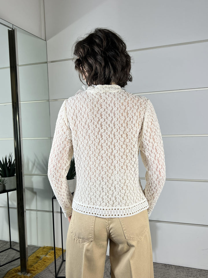 camicia in pizzo con alamari burro S3660LATTE SUSY MIX