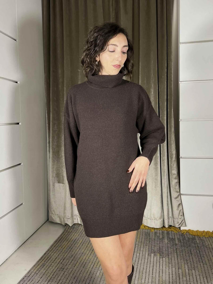 abito in maglia collo alto in misto lana moro 77131FMORO VICOLO