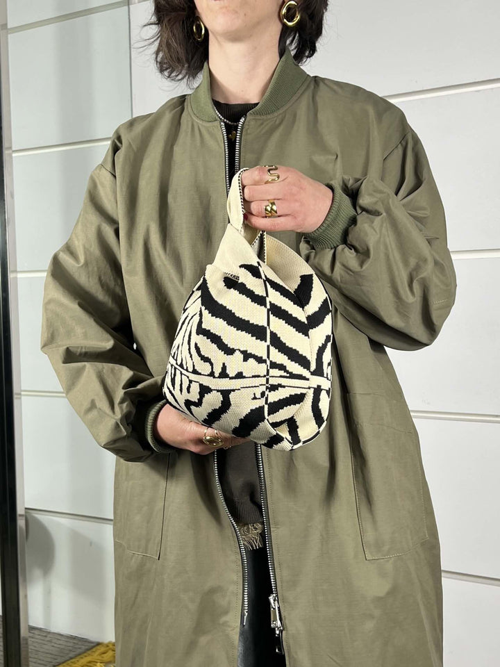 borsa in tessuto, a mano, a fantasia black zebra TUB2416BLACK ZEBRA FEMME CAFE SELECTION