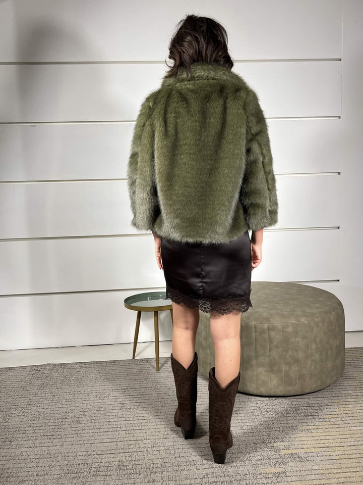 ecopelliccia corta verde militare I251171VERDE MILITARE SUSY MIX