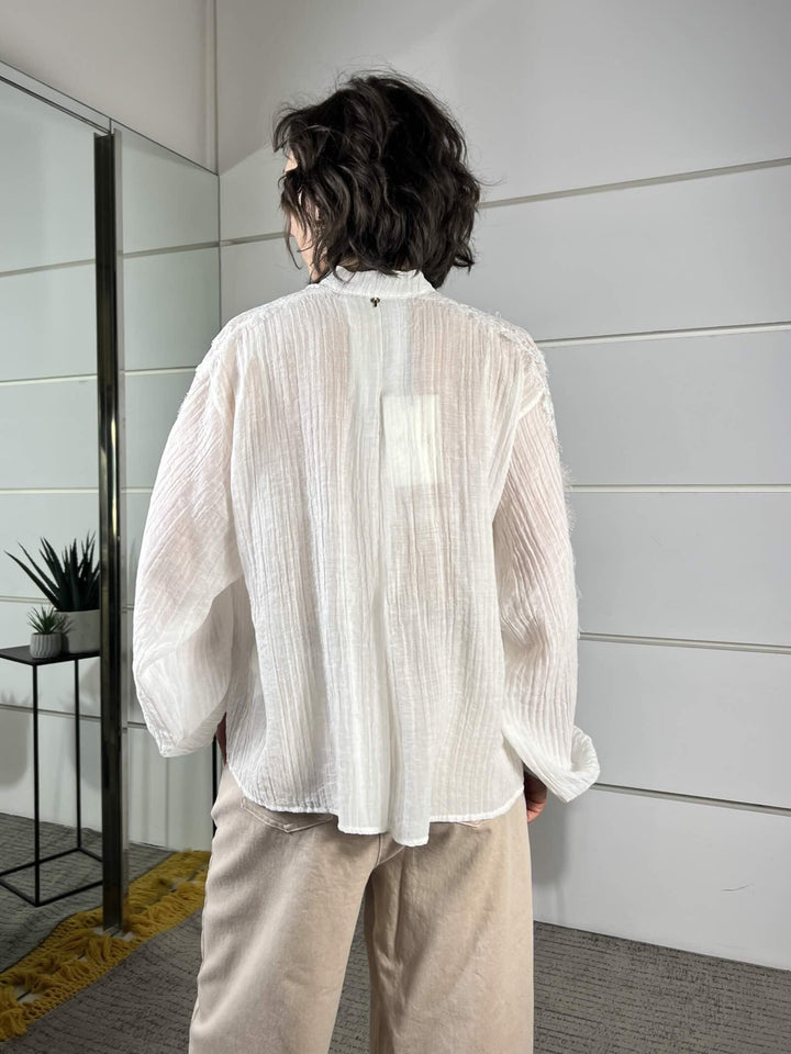 blusa scollo a v con inserti in pizzo riso R02Y0892RISO PHILIA LOFT