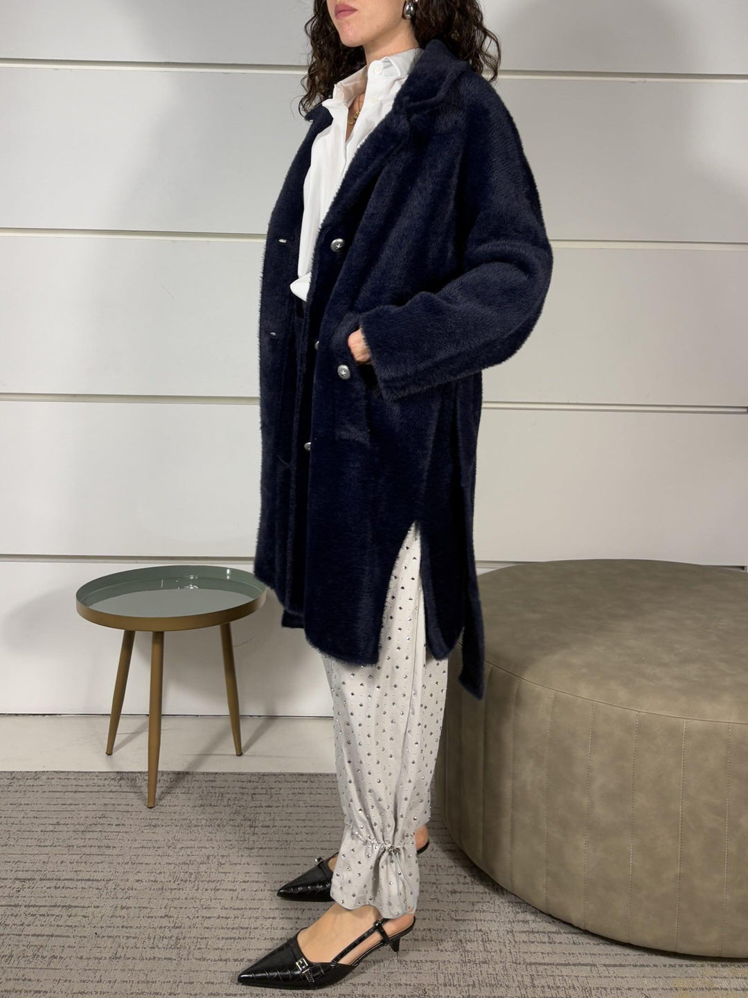 CAPPOTTO CON CINTURA EFFETTO VELOUR  BLU ZANTE CAPPOTTOG83 PINKO
