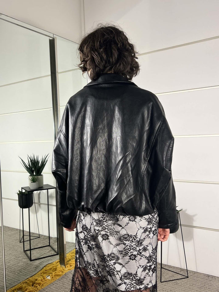 bomber in ecopelle GIUB26SSAURg3NERO TWO WAY