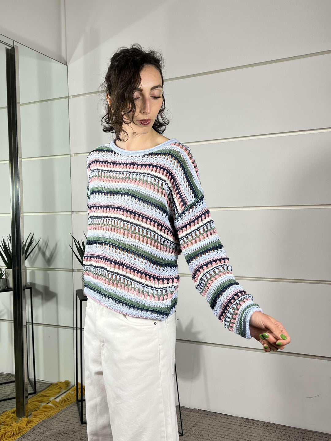 maglione a righe blu 41343STRIPED BLU FEMME SELECTION
