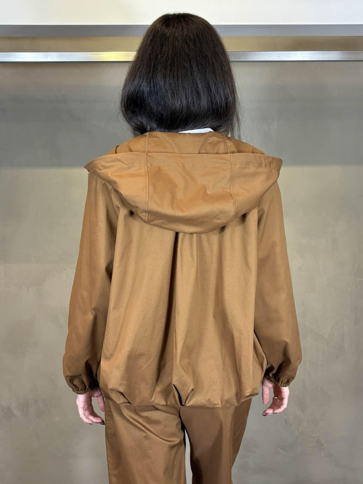 giubbotto effetto bomber in nylon caramello SEDO0538 CARLA G