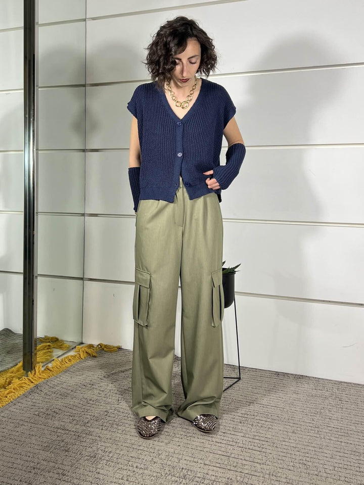 pantalone con tasconi a palazzo militare PMI-Q021MILITARE HAVE ONE