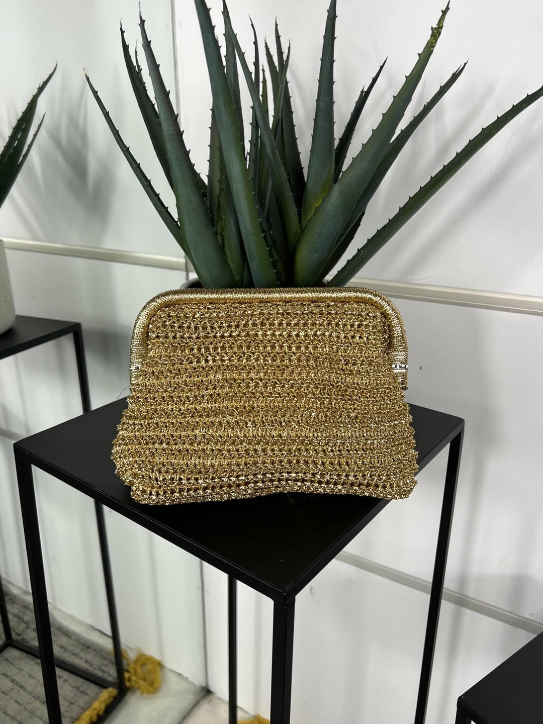 borsa a clucth a intreccio metallizzata oro con tracolla CE-2508GOLD FEMME CAFE SELECTION