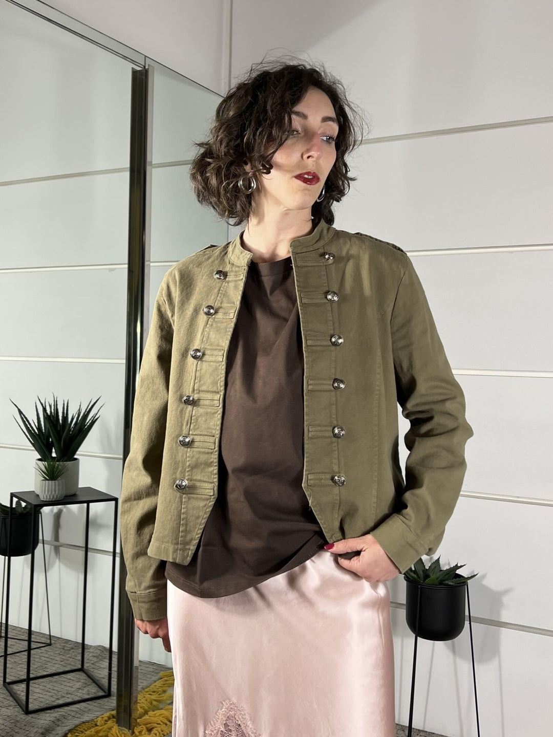 giacca military in cotone verde militare 2023194VERDE MILITARE SUSY MIX