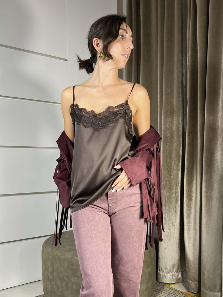 CANOOTA MORO SATIN CON PIZZO TF0928MORO VICOLO