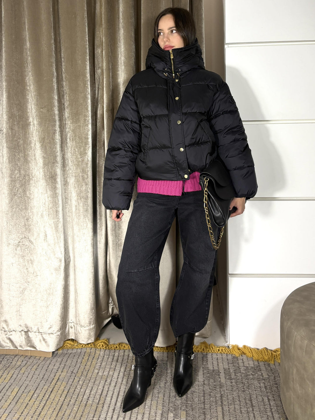 PIUMINO CORTO CON CAPPUCCIO IMPASTOZ99 PINKO