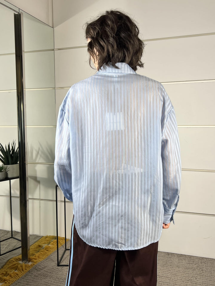 camicia gessata con cravatta celeste PE260115CELESTE TENSIONE IN