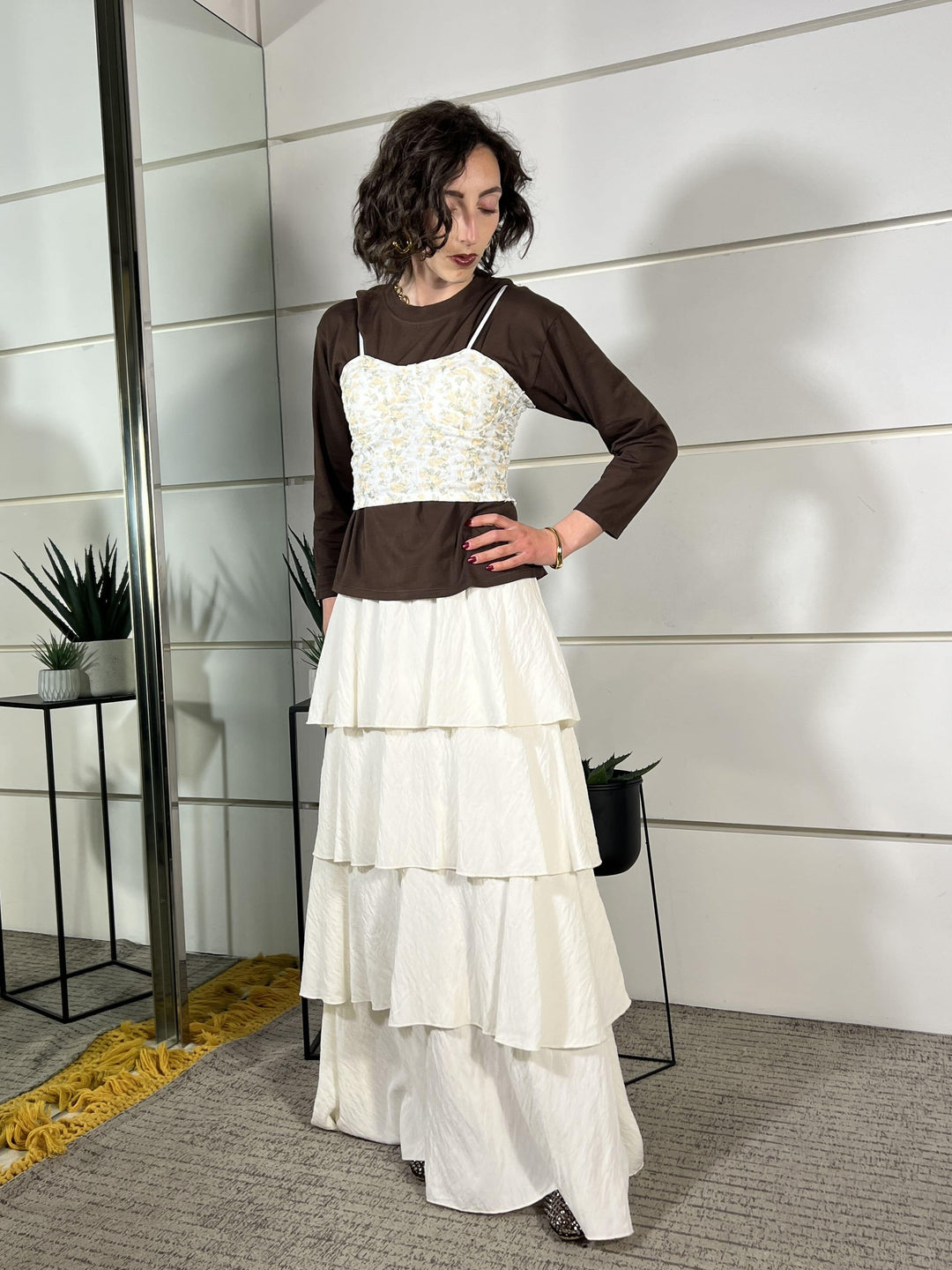 top corsetto a fiori giallo paglierino TAB1408GIALLO PAGLIERINO VICOLO