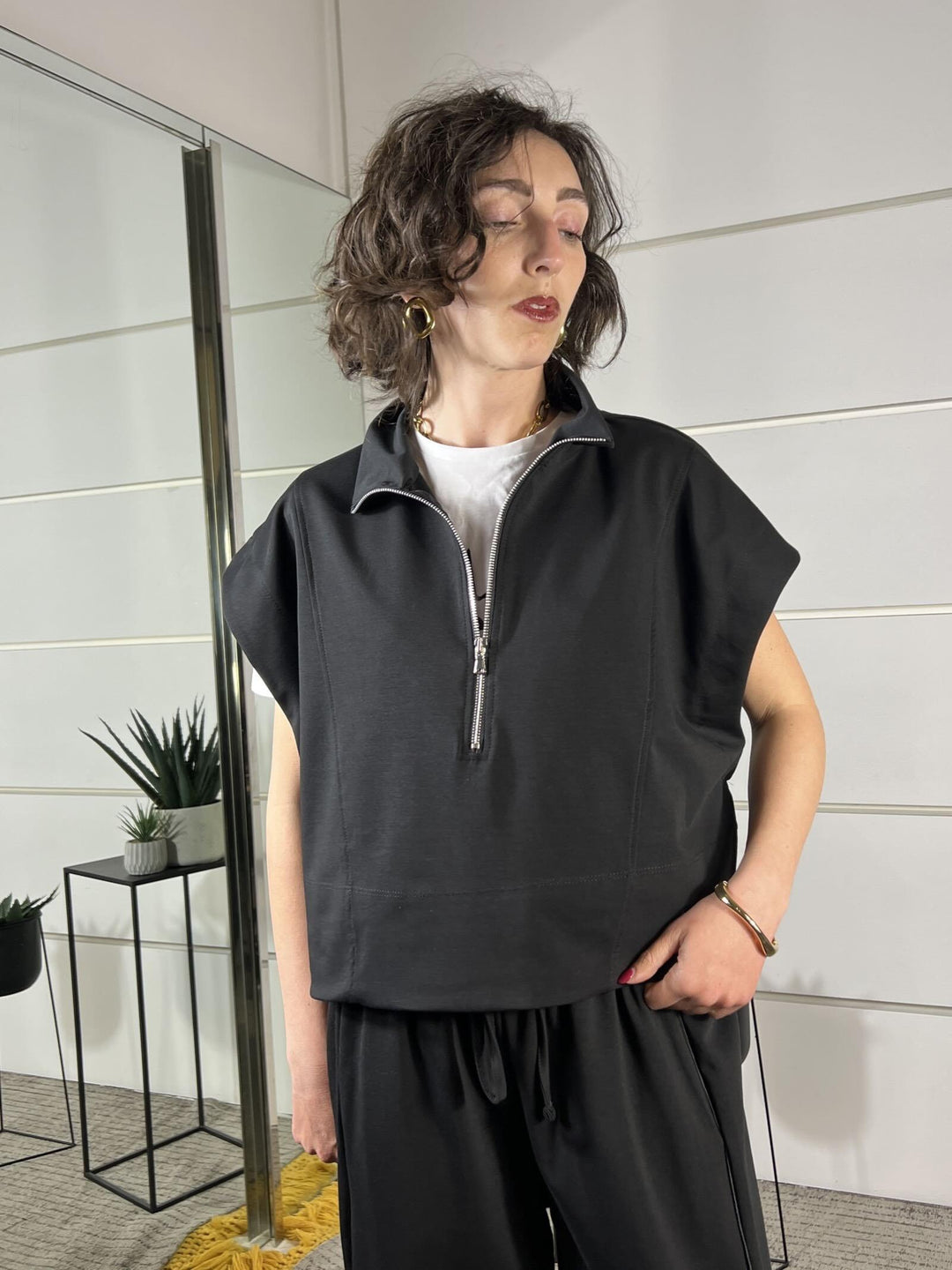 felpa smanicata con zip nera SMXB0035NERO SUSY MIX