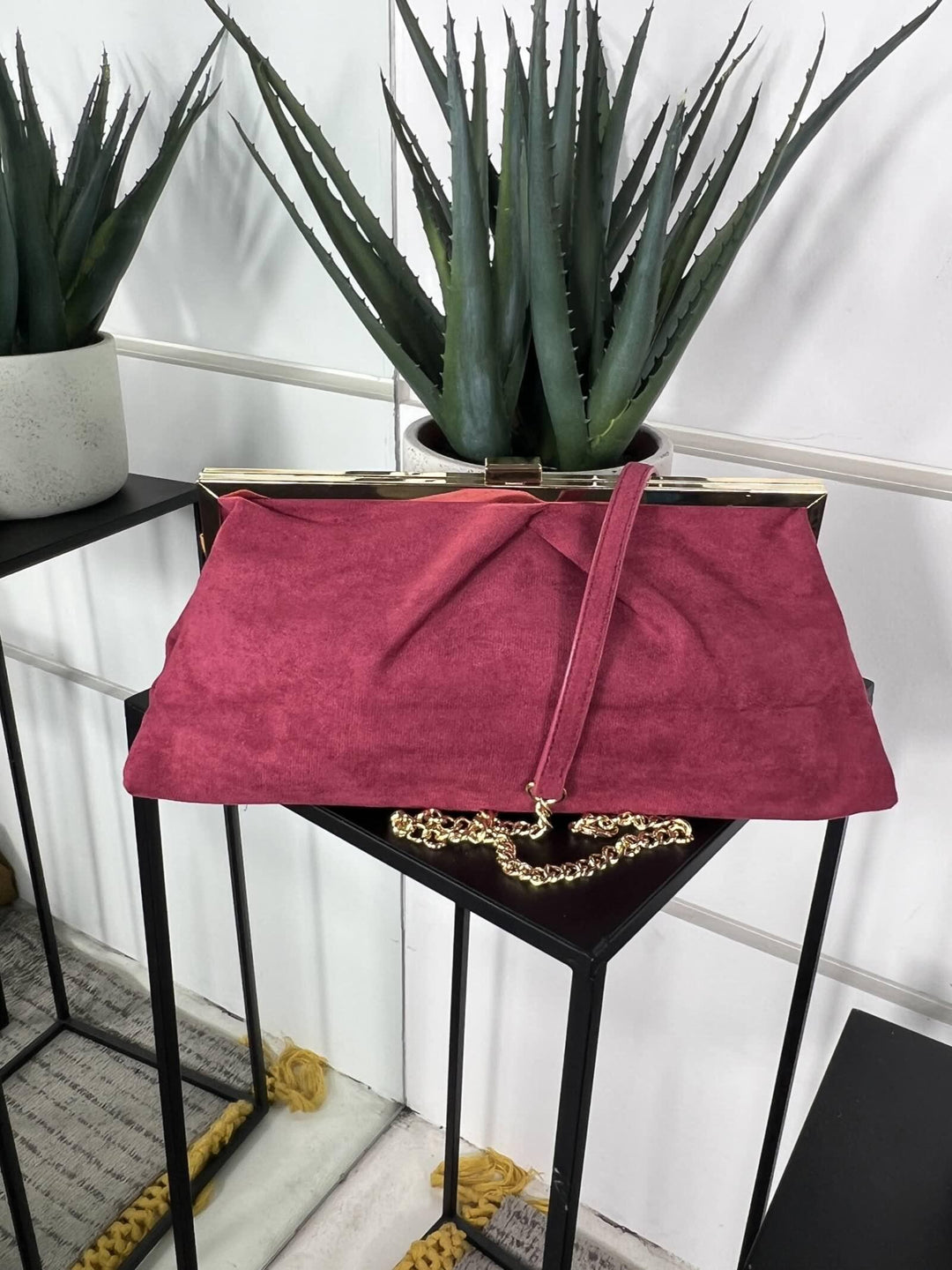 borsa a clutch scamosciata wine red con tracolla FF27497WINE RED FEMME CAFE SELECTION