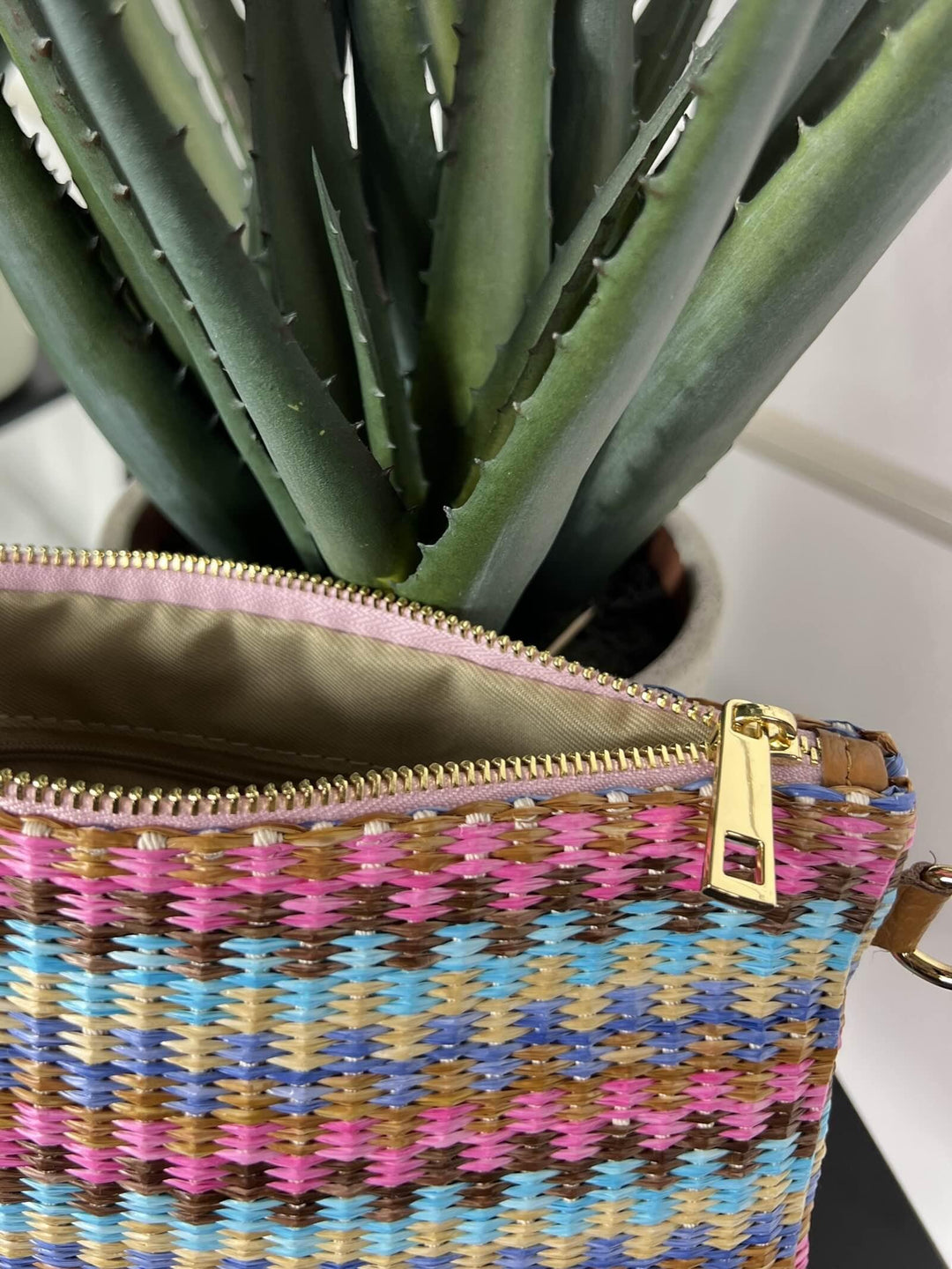 borsa in rafia a mano hawaii con tracolla in pelle RF-B0190HAWAII FEMME CAFE SELECTION