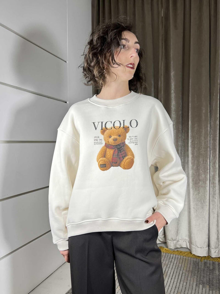 felpa over girocollo felpata con orsetto burro RF0638BURRO VICOLO