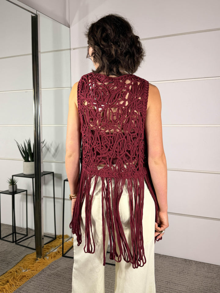 gilet crochet con frange india GIL26SAUR24INDIA TWO WAY