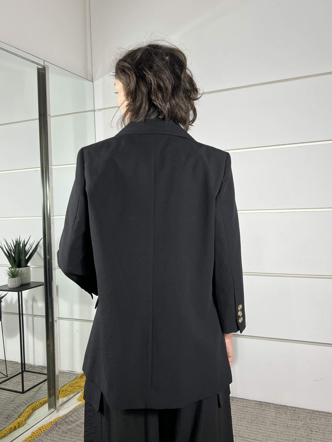 giacca manica 7/8 monopetto nera in cotone e viscosa 10496NERO SUSY MIX