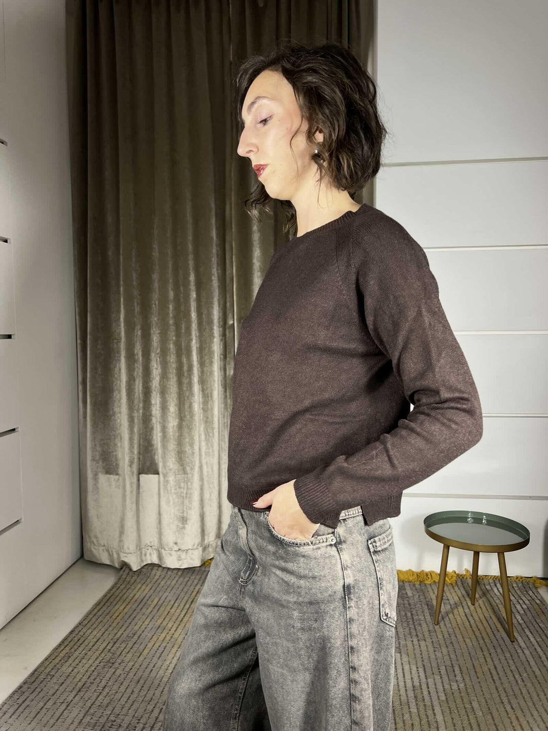 maglia paricollo a scatoletta caffe XTAL812CAFFE SUSY MIX