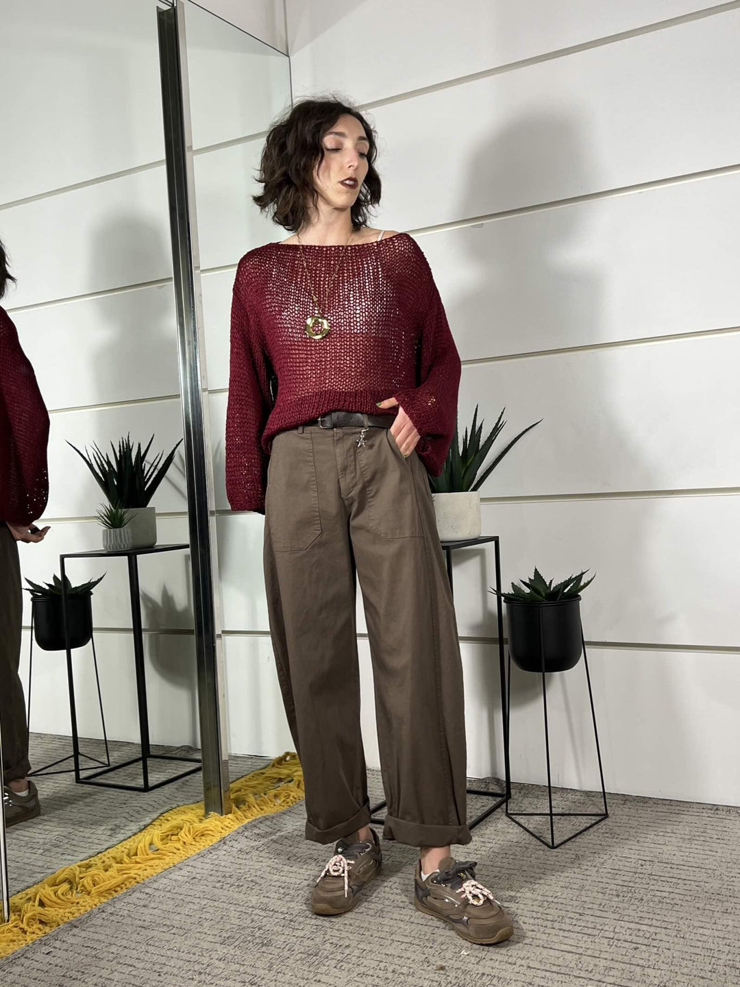 pantalone a ovetto con elastico nel retro moro 58300GLMORO SUSY MIX