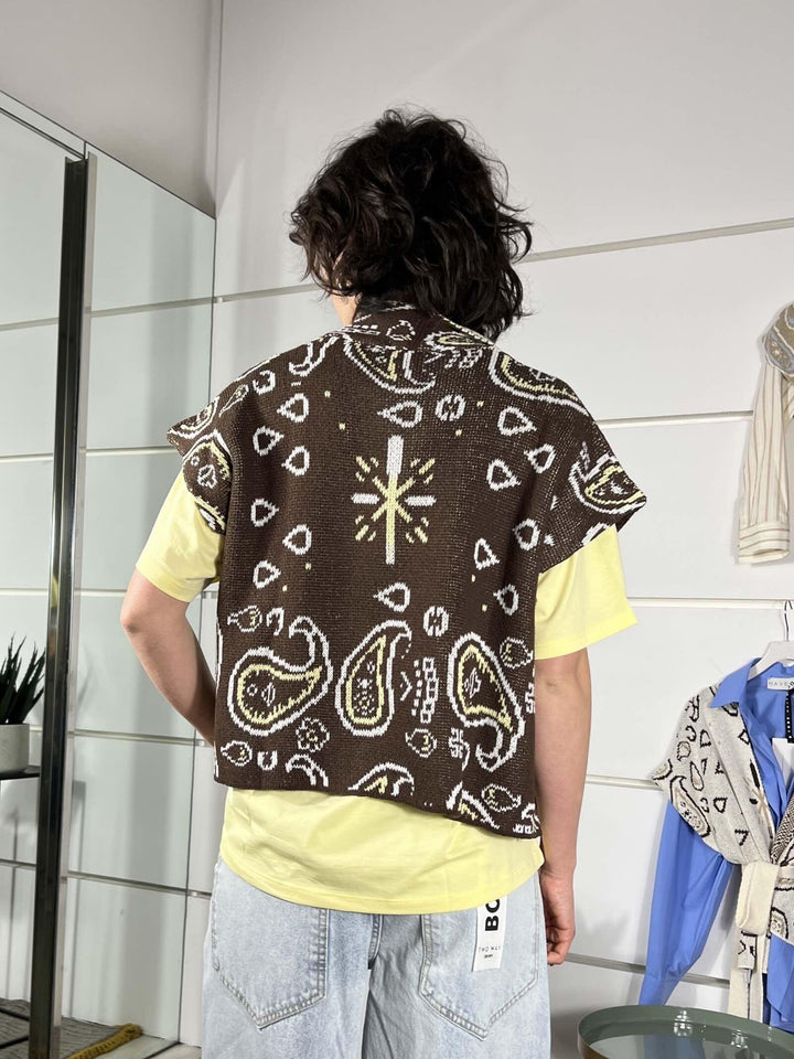 gilet caffe stampa bandanacon cinta GI26SA514CAFFE TWO WAY