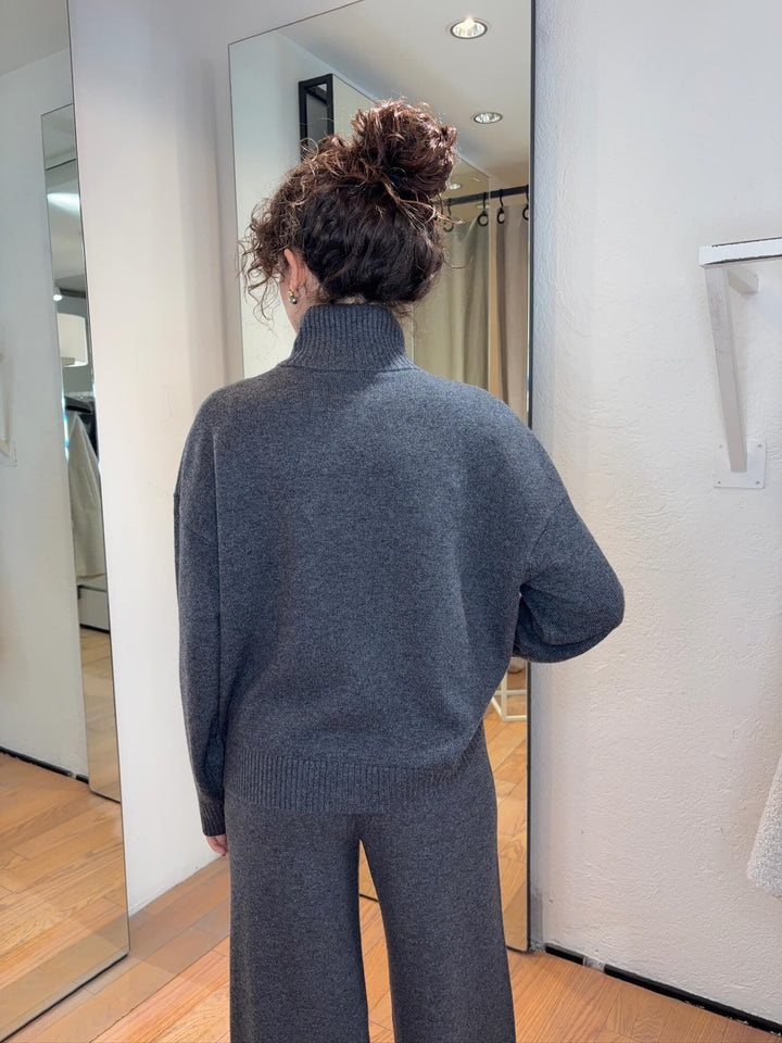 cardigan in lana con zip grigio melange ANTARES005 PENNYBLACK BLACK