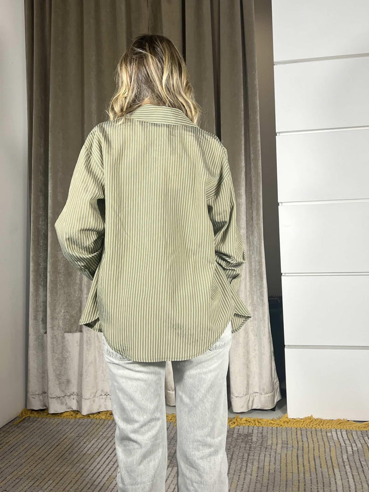 camicia a righe modello over verde militare 7077105VERDE MILITARE SUSY MIX