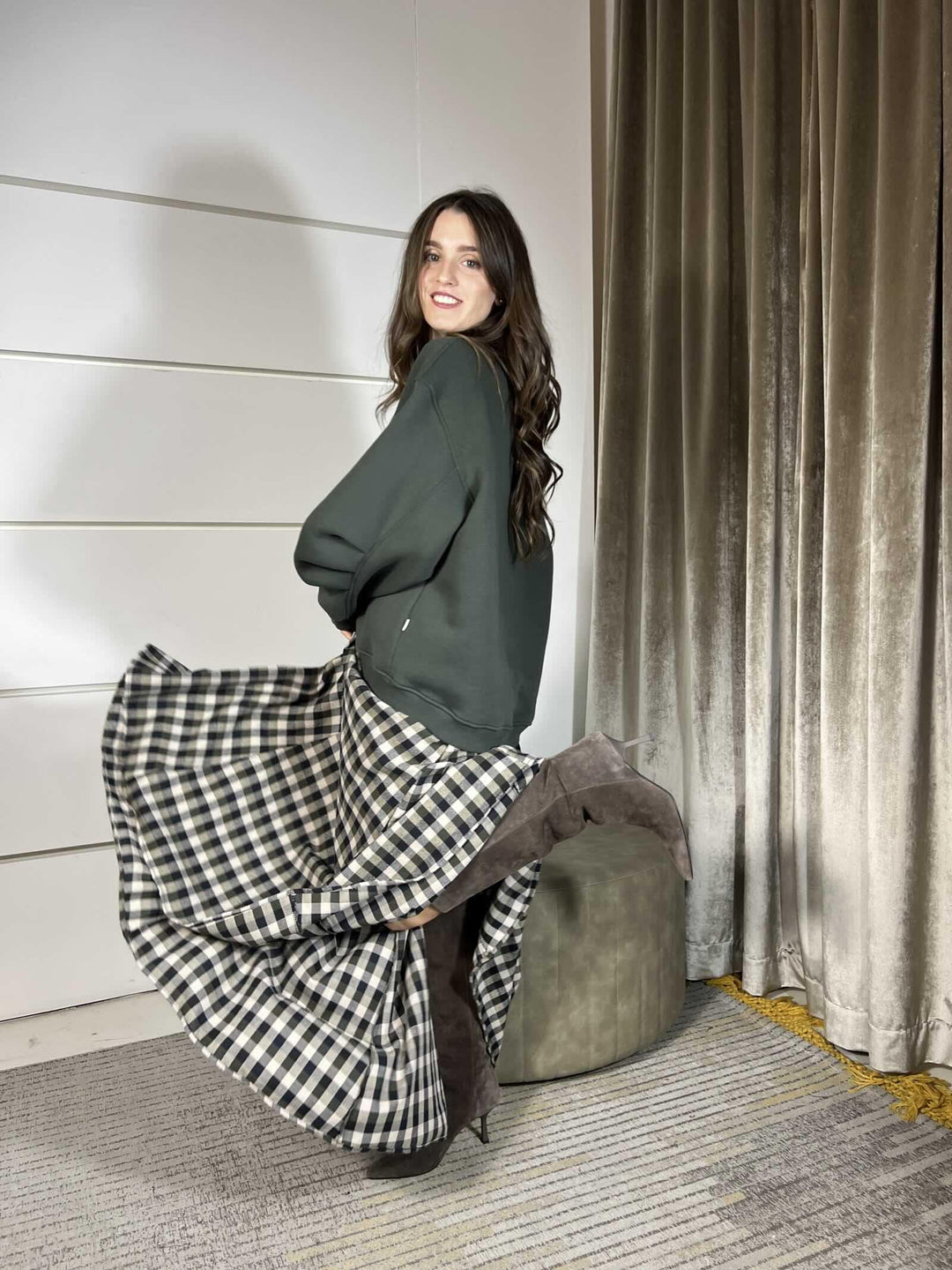 GONNA LUNGA CHECK VERDE MILITARE D300T43LVERDE MILITARE SUSY MIX