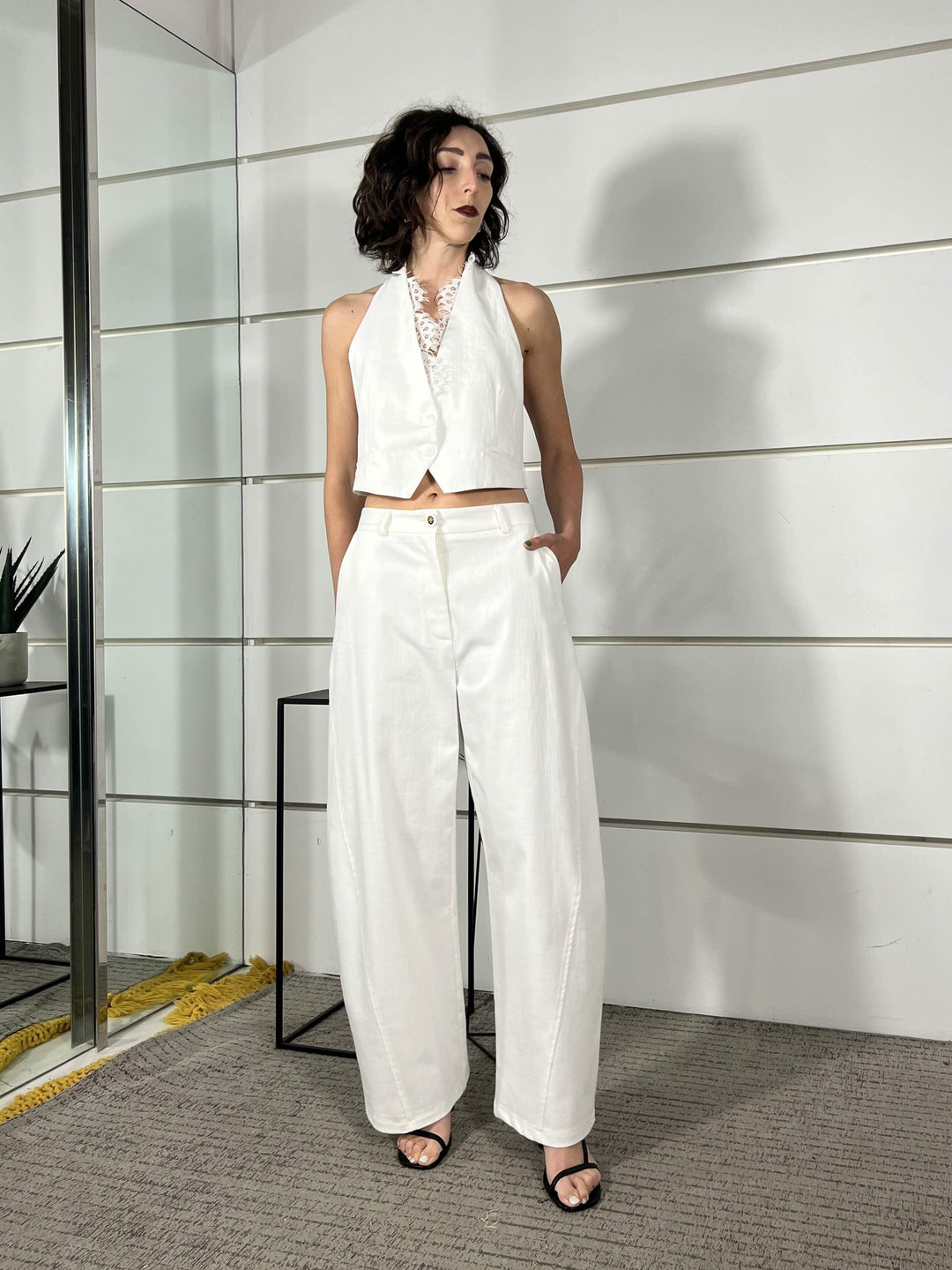 pantalone in cotone barrel off white P6M3LTG1108 IMPERIAL