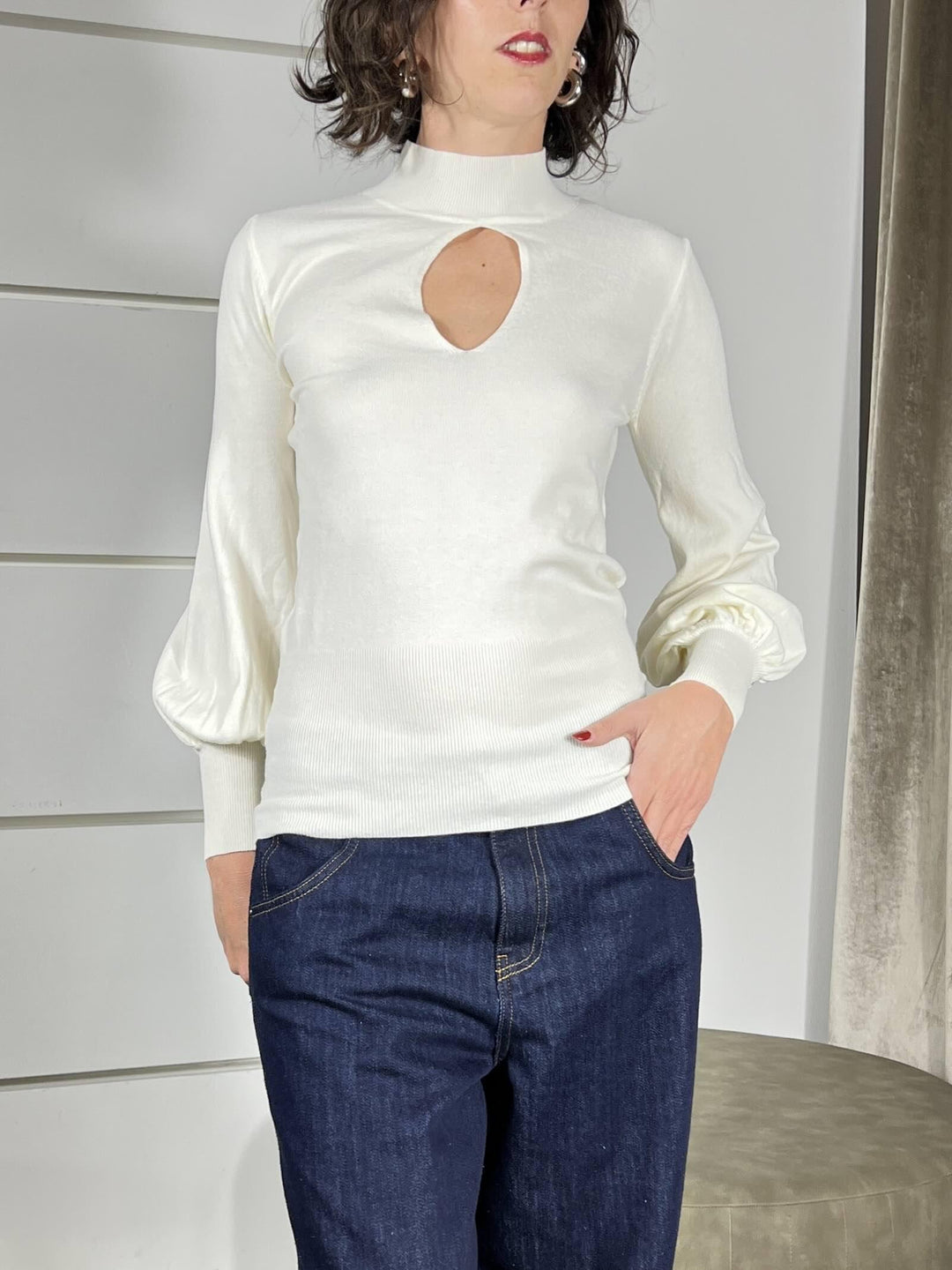 maglia  lupetto con goccia crema 250911CREMA SUSY MIX