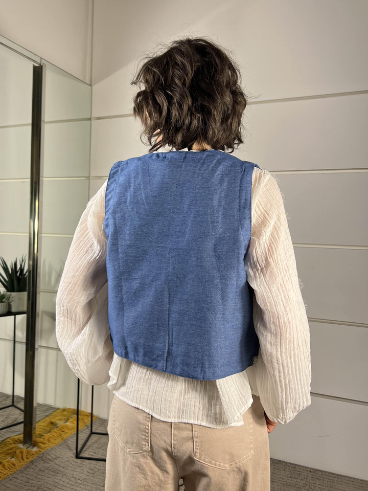gilet iin denim con ricamo 26780003JEANS SUSY MIX