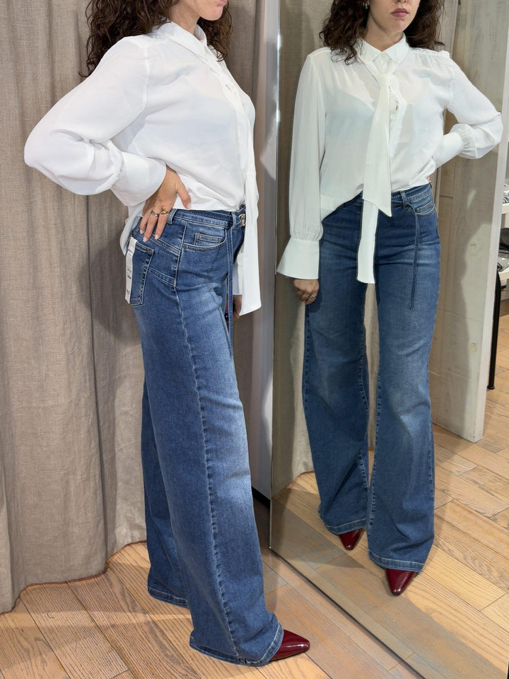 Jeans flare denim medio scuro con cintura UF5100D026478899 LIU JO BLUE DENIM