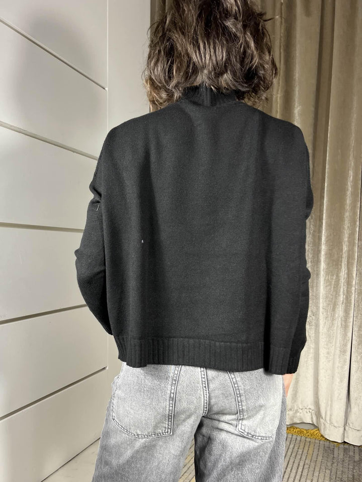 maglia collo alto nera in calda viscosa SSX431NERO SUSY MIX