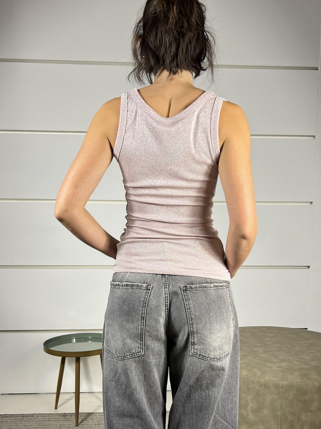 canotta rosa a costine lurex UD0032ROSA VICOLO