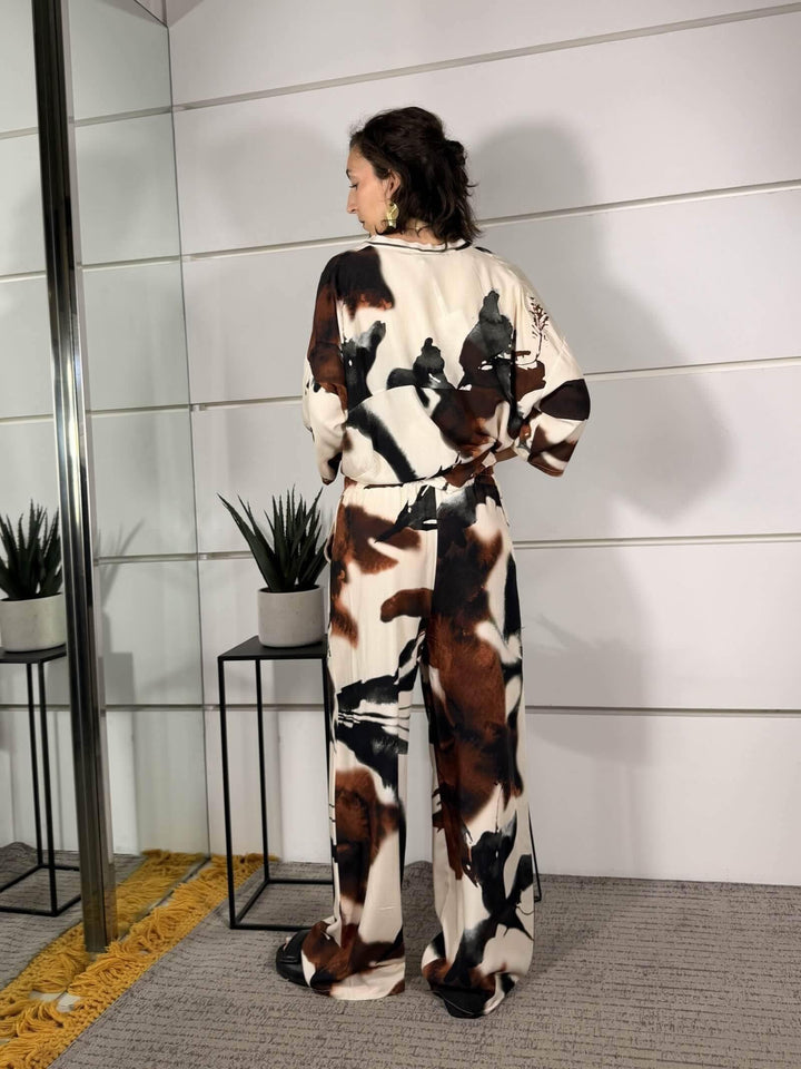 pantalone in viscosa a fantasia P22126LATTE SUSY MIX