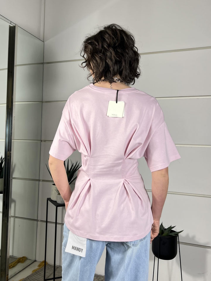 t-shirt rosa ripresa in vita UAB0020ROSA VICOLO