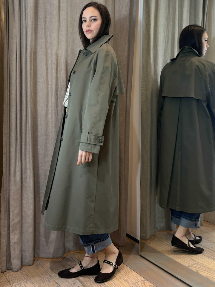 trench lungo verde kaki antigoccia GLEBA002 PENNY BLACK