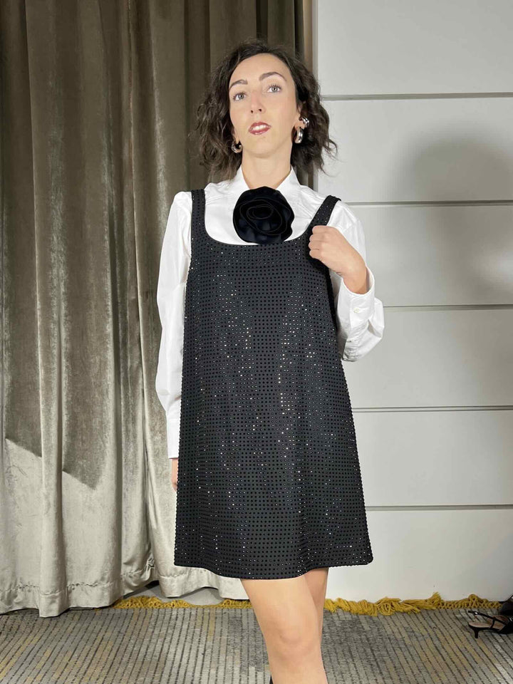 ABITO CORTO NERO CON STRASS AROA ABITOZ99 PINKO